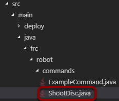 Show the command created in the project tree.