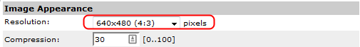 Under image appearance there is a dropdown for setting the resolution.