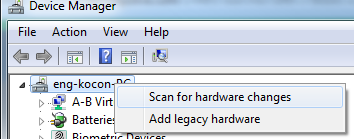 Within Device Manager right click on the PC and choose "Scan for hardware changes".