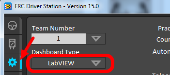 Changing the "Dashboard Type" to LabVIEW.