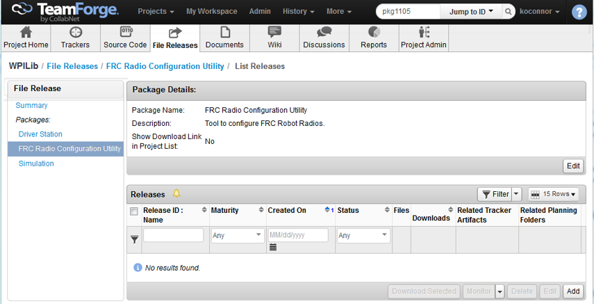 Download the Radio Configuration Utility from the TeamForge site.