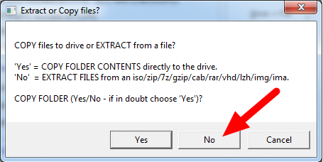 Choose "No" from the options of "Yes", "No", and "Cancel" of the dialog box.