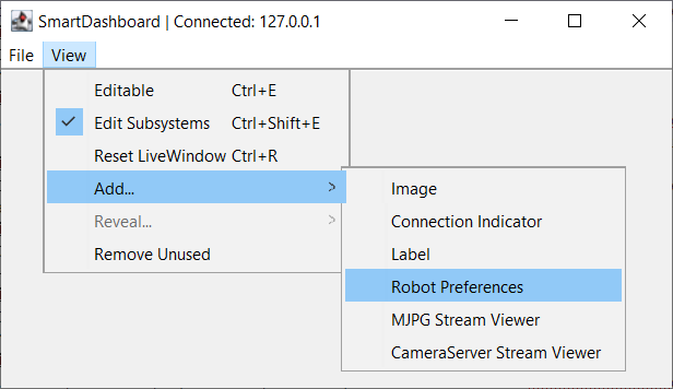 Adding preferences from the Smartdashboard menu
