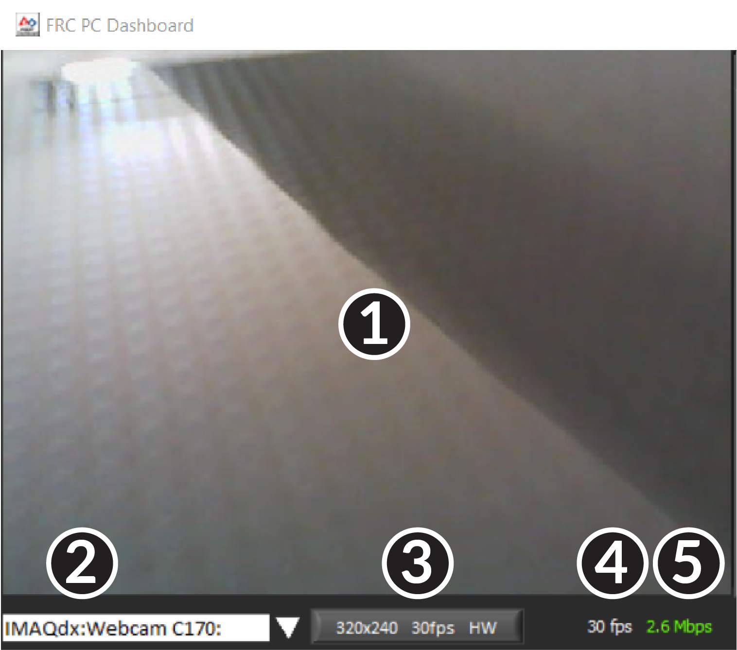 Shows the main camera image on the left pane of the dashboard.