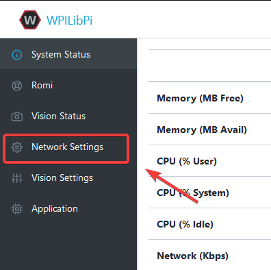 Selecting Network Settings in the UI