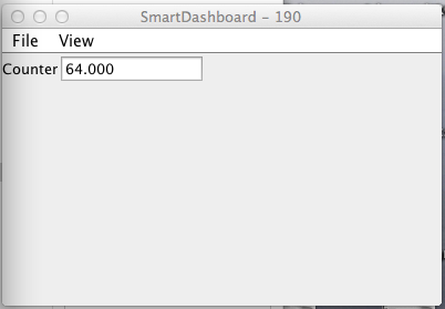 SmartDashboard showing the output of "counter" set up in the code above.