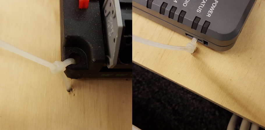 Using zipties to secure components down.
