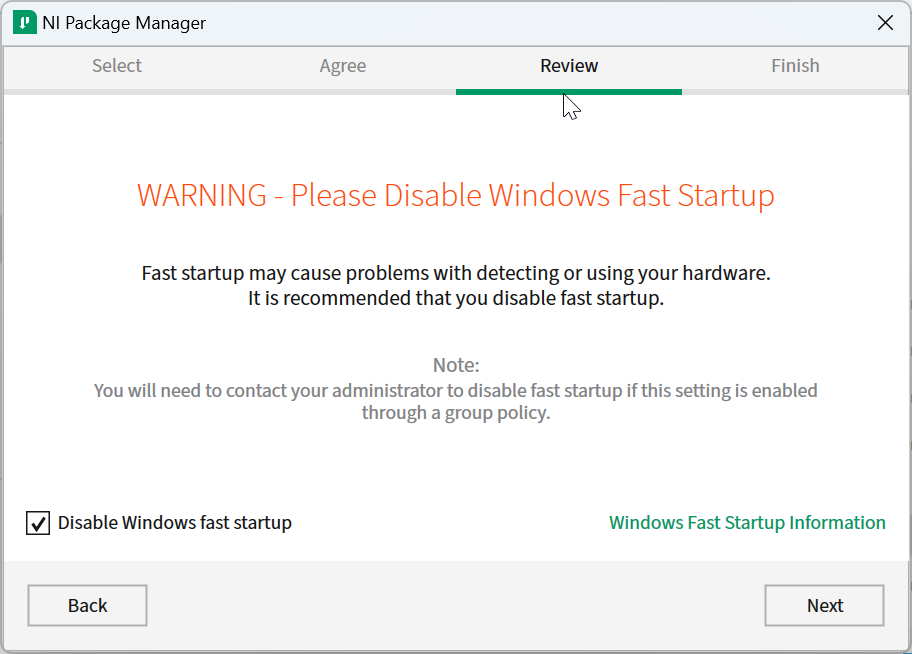 Windowsの高速スタートアップを無効にするための画面。