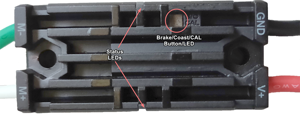 Status LEDs on either side of the center of the Victor-SP.