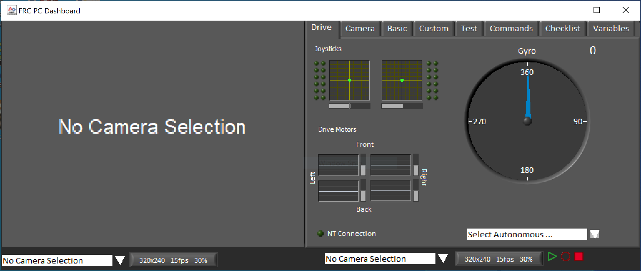 Default screen of the LabVIEW Dashboard.