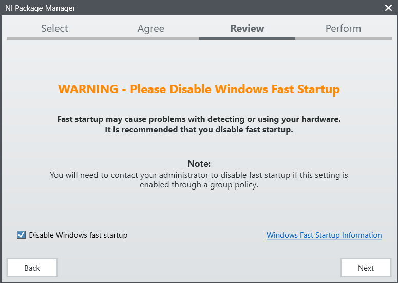 用于禁用 Windows 快速启动的界面。