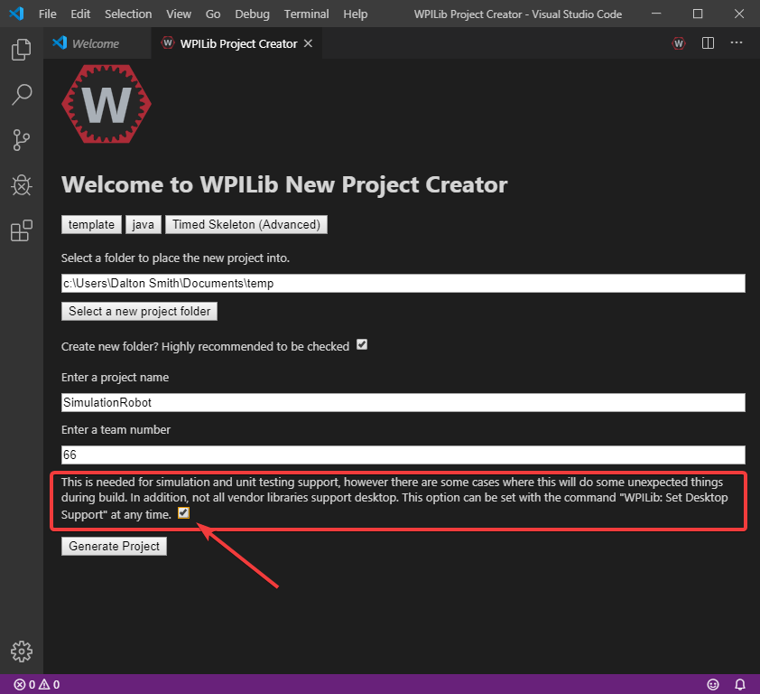 通过 VS Code 启用桌面支持